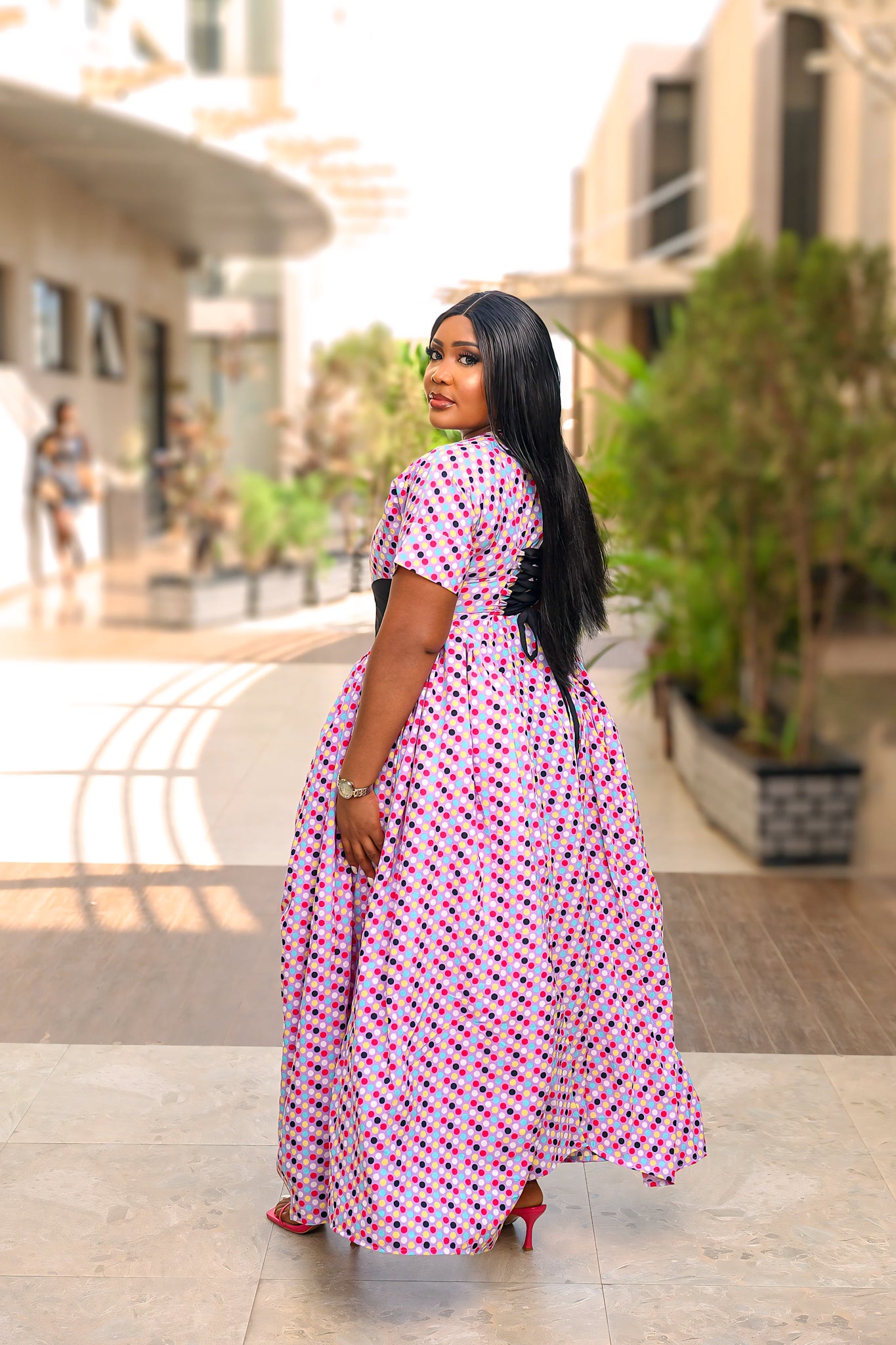 Pink Polka Tie-Back Dress