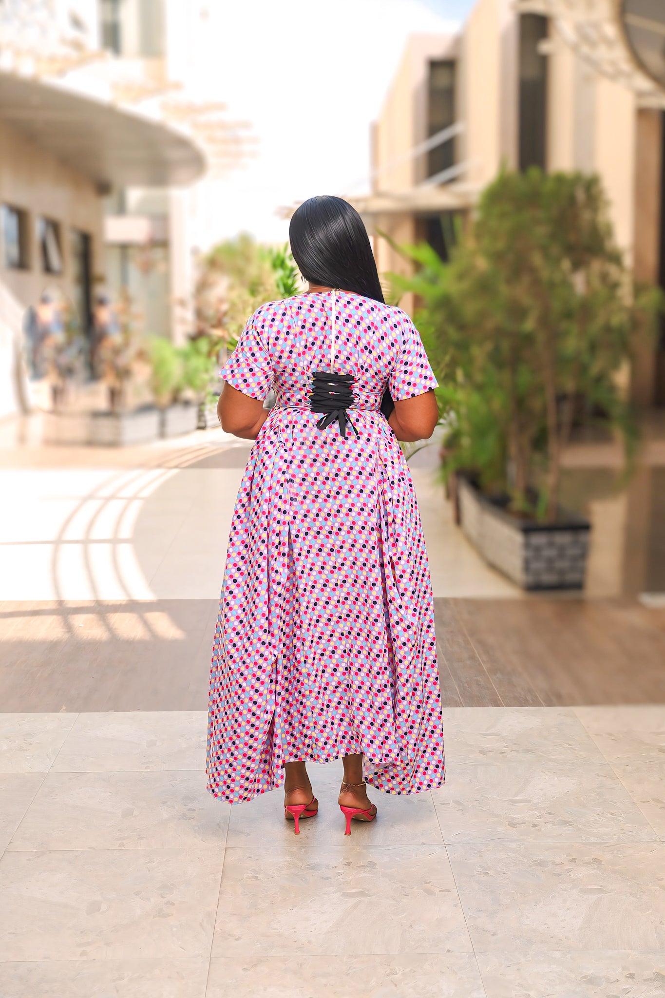 Pink Polka Tie-Back Dress