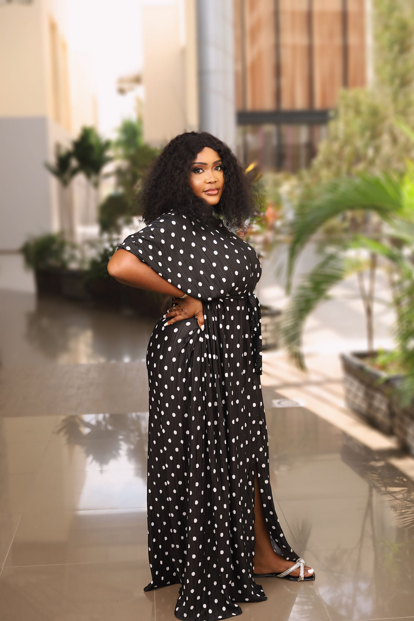 Monochrome Polka Dot Dress